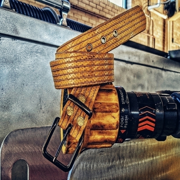 Firehose belt with solid brass buckle and keeper - Picture 5 of 15